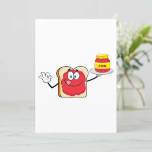 Aardbeienjam Toast Cartoon Personage Kaart