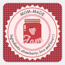 Aardbeienjam van mama vierkante sticker