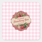 Aardbeienjam Vierkante Sticker (Voorkant)