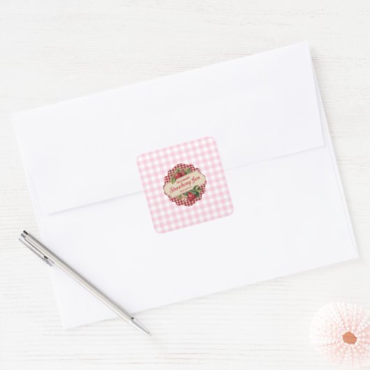 Aardbeienjam Vierkante Sticker (Envelop)
