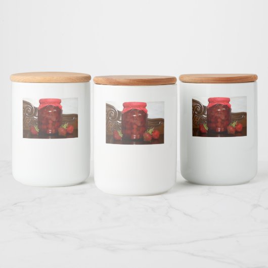 aardbeienjam voedselcontainer etiket (Flessen)