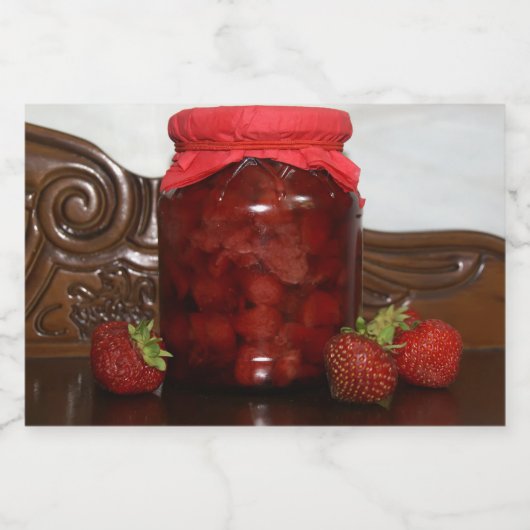 aardbeienjam voedselcontainer etiket (Enkel label)