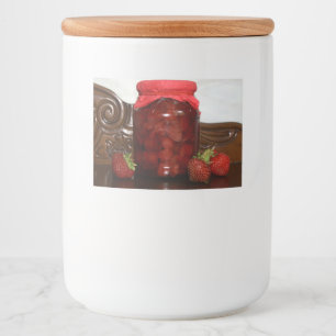 aardbeienjam voedselcontainer etiket