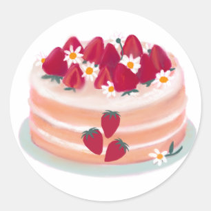 Aardbeienkap en Daisy Flowers Ronde Sticker