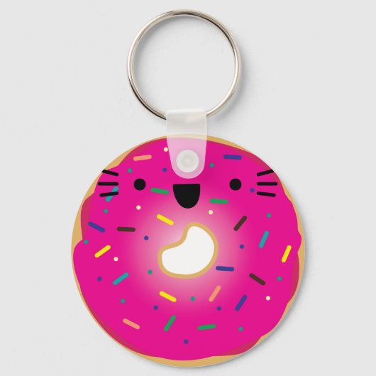 Aardbeienkat Donut Sleutelhanger Stretted (Voorkant)