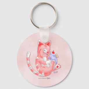 Aardbeienkat Drink moutSleutelhanger Sleutelhanger