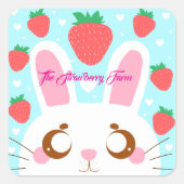 aardbeienkonijn vierkante sticker (Voorkant)