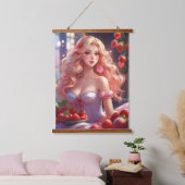 Aardbeienkoningin Hout Topped Wandtapijt Hangend Wandkleed (Slaapkamer)