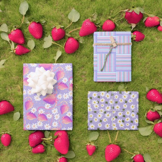 Aardbeienlapje psychedelisch inpakpapier vel