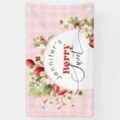 Aardbeienlief verjaardagsfeestje spandoek (Verticaal)