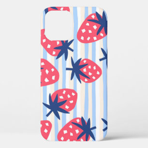 Aardbeienlijnkunst: zoet naadloos patroon iPhone 12 hoesje