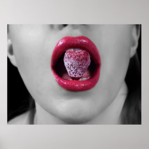 Aardbeienlippen Poster