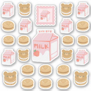 Aardbeienmelk en koekjes Sticker Pack