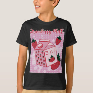 Aardbeienmelk Japans Retro 90s Anime Fruit AES T-shirt