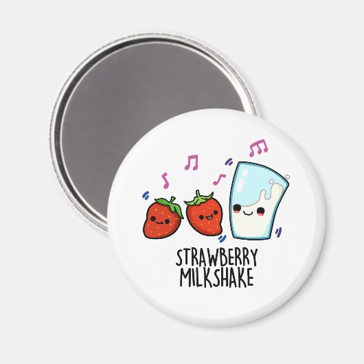 Aardbeienmelk Shake Grappig Voedsel Pun Magneet (Voorkant / Achterkant)