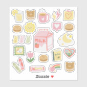 Aardbeienmelk & zoete koekjes geassorteerd sticker (Vel)