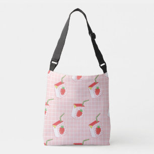 Aardbeienmelkpatronen: speelse Cartoons Crossbody Tas