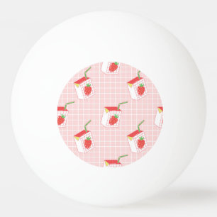 Aardbeienmelkpatronen: speelse Cartoons Pingpongballen
