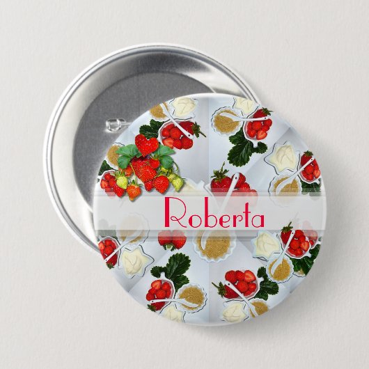 Aardbeiennaam Button ~ Button/Pin (Voorkant /achterkant)