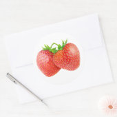 Aardbeienpaar Ronde Sticker (Envelop)