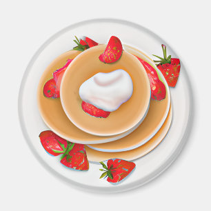 Aardbeienpannenkoeken met siroop voedsel magneet