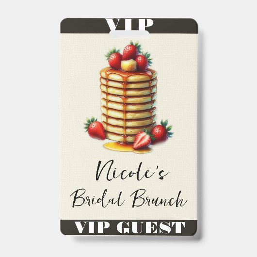 Aardbeienpannenkoeken Stack Bruids Brunch VIP Pass Badge (Front)