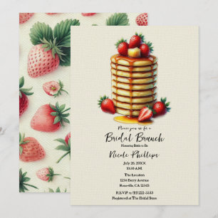 Aardbeienpannenkoeken Stapel Bruids Brunch Shower Kaart