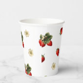 Aardbeienpapier kopjes met bloesems op wit papieren bekers (Rechts)