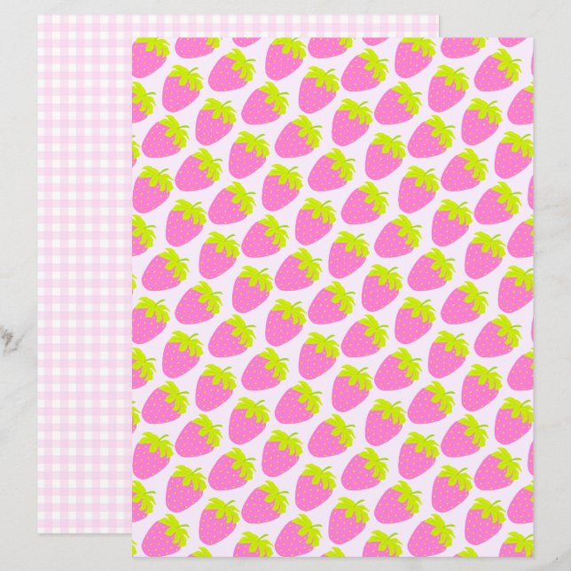 Aardbeienpastel Pink Gingham (Voorkant / Achterkant)