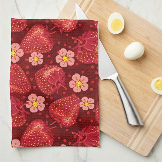 Aardbeienpatroon 2 2 theedoek (Quarter Fold)