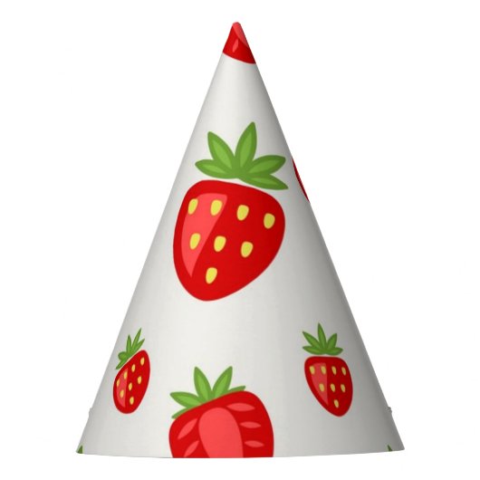 Aardbeienpatroon Feesthoedjes (Voorkant)
