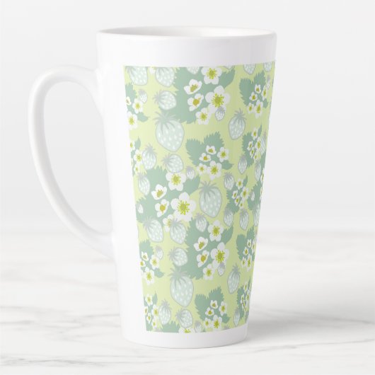 Aardbeienpatroon Latte Mok (Links)