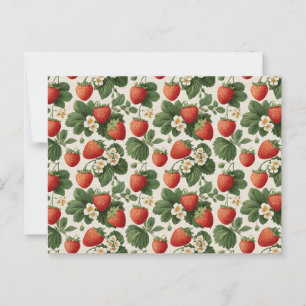  aardbeienpatroon met bloesems briefkaart
