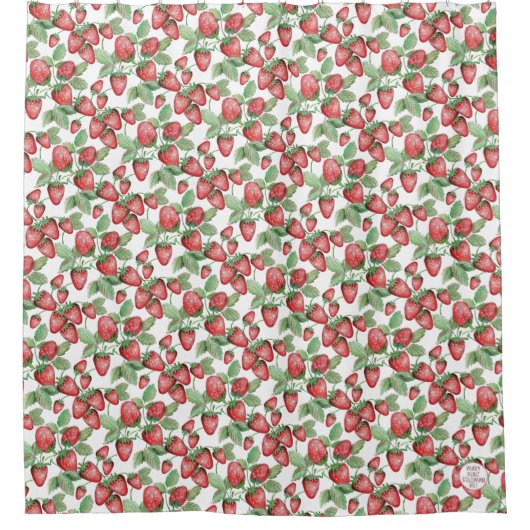 Aardbeienpatroon met hand-Drawn Spring Berry Patte Douchegordijn (Voorkant)