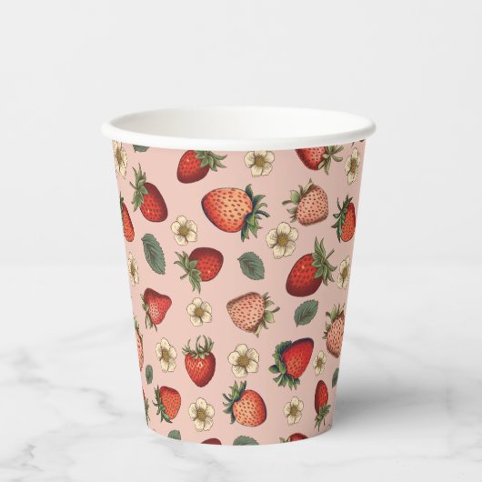 Aardbeienpatroon  papieren bekers (Voorkant)
