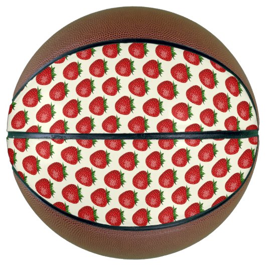 Aardbeienpatroon, rode aardbeien, fruit, blad basketbal (Voorkant)