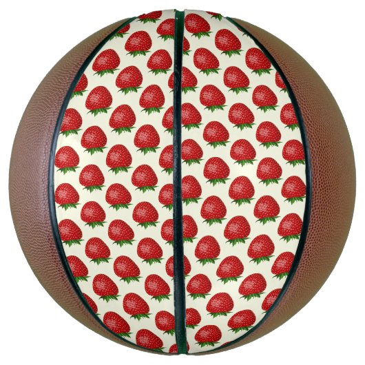Aardbeienpatroon, rode aardbeien, fruit, blad basketbal (Verticaal)
