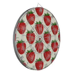 Aardbeienpatroon, rode aardbeien, fruit, blad dartbord