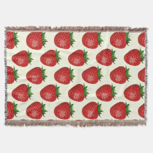 Aardbeienpatroon, rode aardbeien, fruit, blad deken