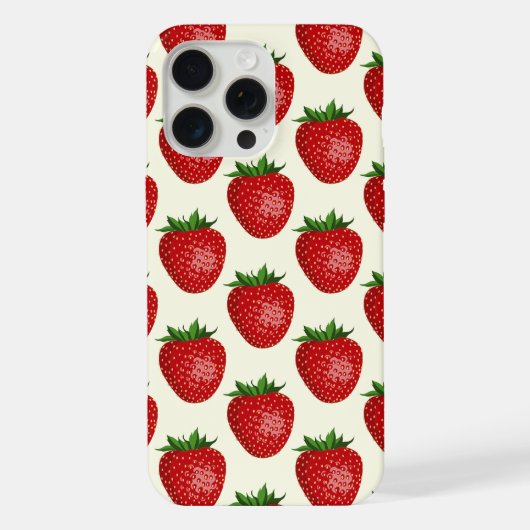 Aardbeienpatroon, rode aardbeien, fruit, blad iPhone hoesje (Achterkant)