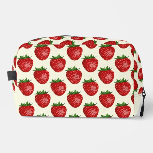 Aardbeienpatroon, rode aardbeien, fruit, blad toilettasje (Voorkant)