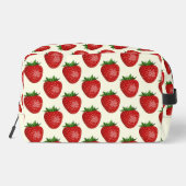 Aardbeienpatroon, rode aardbeien, fruit, blad toilettasje (Achterkant)