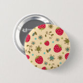 Aardbeienpatroon Ronde Button 5,7 Cm (Voorkant /achterkant)