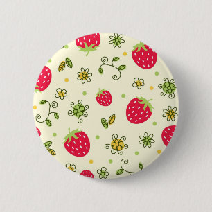 Aardbeienpatroon Ronde Button 5,7 Cm