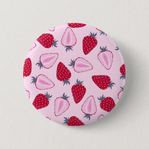 Aardbeienpatroon Ronde Button 5,7 Cm