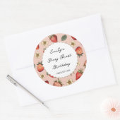 Aardbeienpatroon  ronde sticker (Envelop)