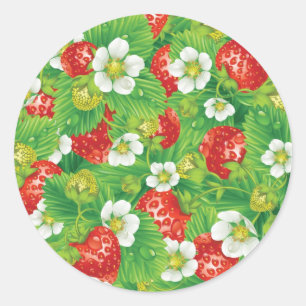 Aardbeienpatroon Ronde Sticker