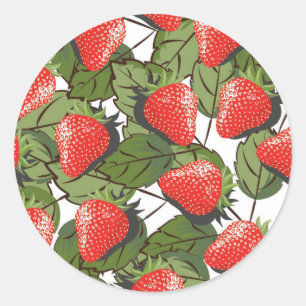 Aardbeienpatroon Ronde Sticker