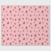 Aardbeienpatroon roze cadeaupapier (Vlak)