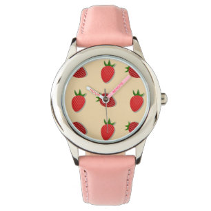 Aardbeienpatroon voor vruchtenzomertijd goede bes horloge